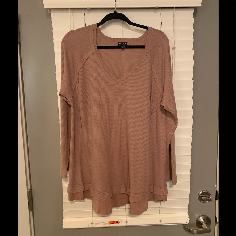 Rose Color Waffle Knit Top!!